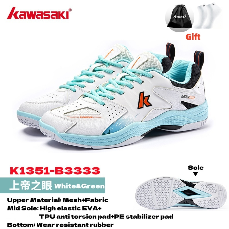 Kawasaki Badminton Shoes Pickleball K1B51-B3333 Treinamento