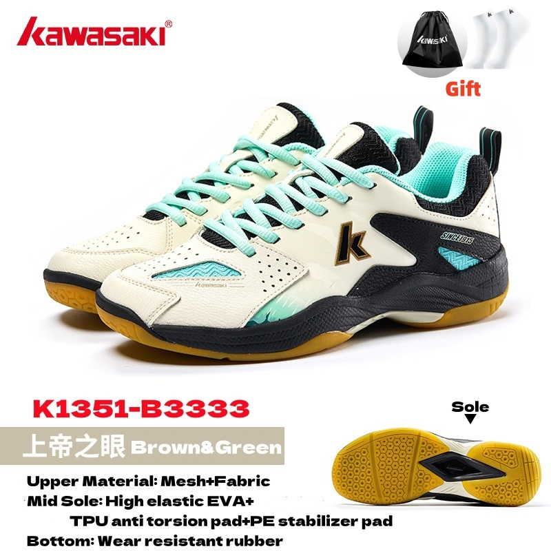 Kawasaki Badminton Shoes Pickleball K1B51-B3333 Treinamento