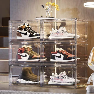 Kit 2-6 Caixa De Sapato Empilhável Transparente Conjunto PET Armazenamento Acrílico Resistente À Poeira E Oxidação em Oferta na Shopee