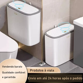 haosin Lixeira grande 14L Branca com Botão de ouro - Tampa por Toque para Cozinha e Banheiro cesto de lixo/quarto em Oferta na Shopee