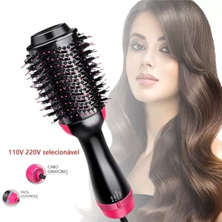Escova 110V/220V para Cabelo Secador e Chapinha 2 em 1 - Alisa e Enrola em 5 Minutos em Oferta na Shopee
