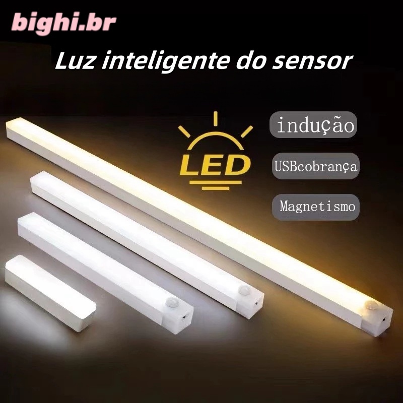 Luz Led Sem Fio Com Sensor, Recarregável Via Usb, Ideal Para Gabinete, Armário E Quarto, Disponível Em 20/30/50cm