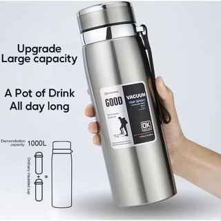 Garrafa 1000ml Inox Térmica Com Infusor Prata De Água Café Parede Dupla Com Alça em Oferta na Shopee