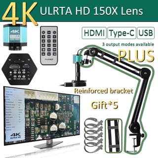 Microscópio Eletrônico HD 4K Para Soldar 48MP HDMI USB Câmera Digital Sony Sensor 150X Lente Reforçada Suporte Reduz A V em Oferta na Shopee