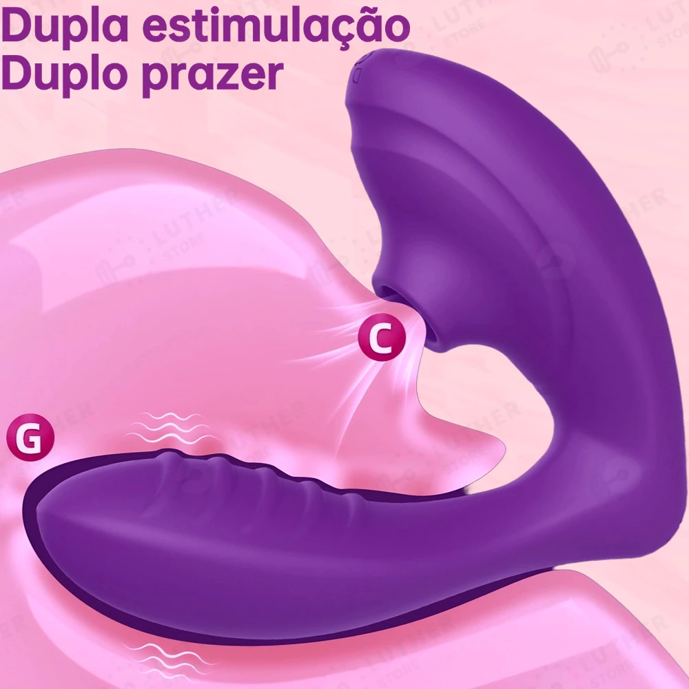 Vibrador con Succión y 20 Modos de Vibración para Mujeres - Sugador de Clítoris Recargable SX-01 (Vibrador Doble Sugador de Clítoris, Penetrable, Estimulación del Punto G, Potente, 10 Velocidades, 2 en 1, Recargable, Aveludado)