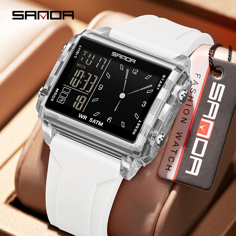 SANDA 6273 Relógio Digital Masculino Com Display Duplo Fashion À