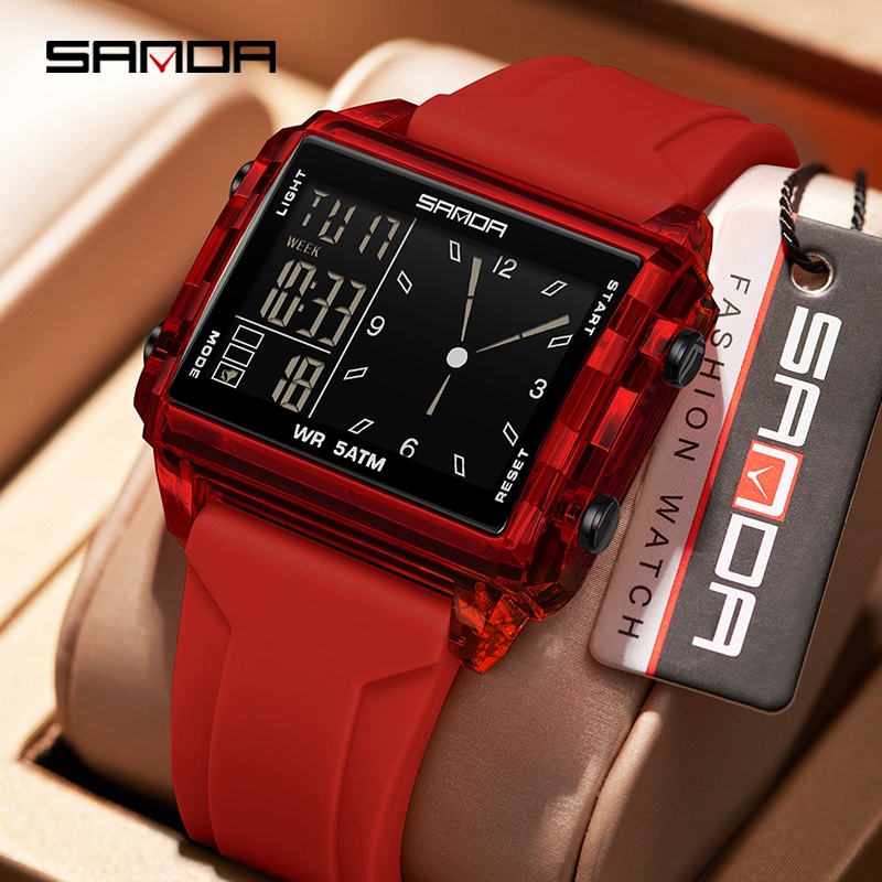 SANDA 6273 Relógio Digital Masculino Com Display Duplo Fashion À