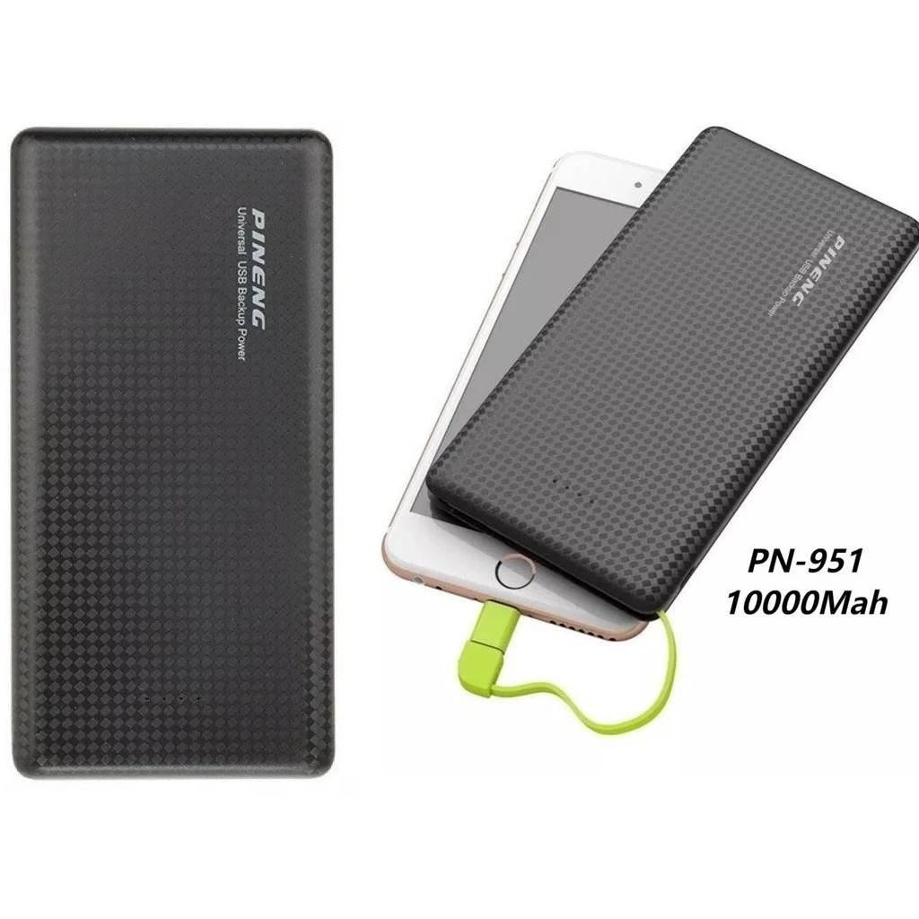 Carregador Portátil Pineng Power Bank 10.000mah com adaptador iPhone,V8