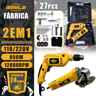 Furadeira Profissional 850W 10mm e ESMERILHADEIRA 850W KIT 2 EM 1 Com Estojo Rígido 220V em Oferta na Shopee