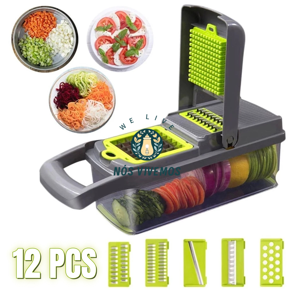Profissional Multiuso Cozinha Slicer Aço Inox 12 em 1 Fatiador Cortador Ralador De Legumes Verduras Frutas Alimentos