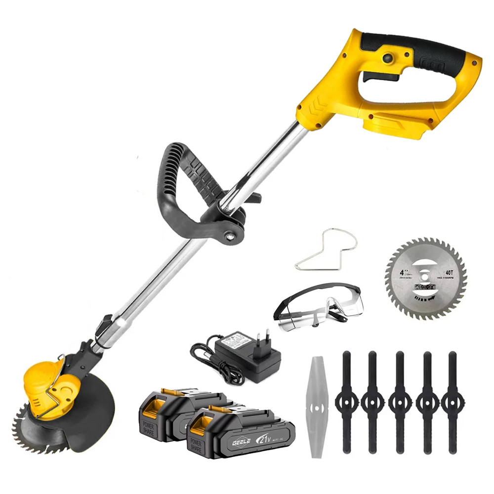 Roçadeira Aparador De Gramas Profissional 21v Duas Baterias 2000W GEELE