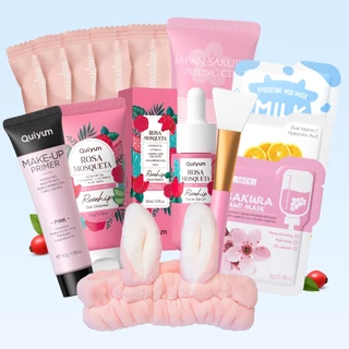 Kit Limpeza de Pele QUIYUM - Ritual de Rosa Mosqueta e Sakura para Pele, linha completa skin care cuidado facial-14itens em Oferta na Shopee