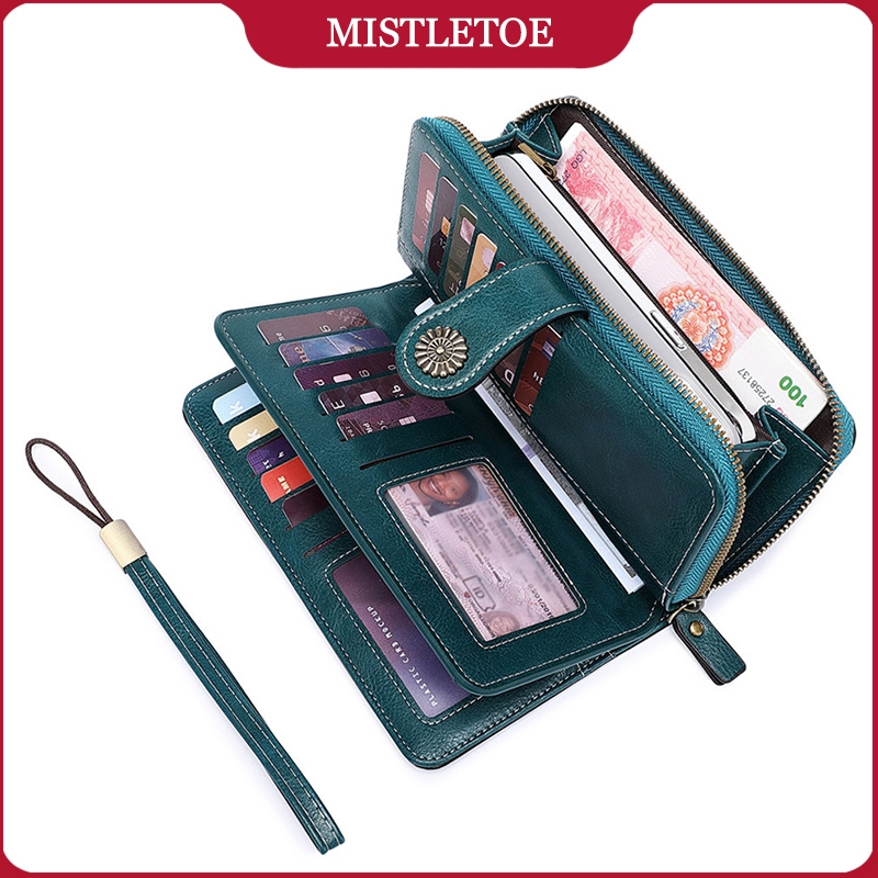 Mulheres De Grande Capacidade Bolsa De Mão Anti RFID Longo Zíper