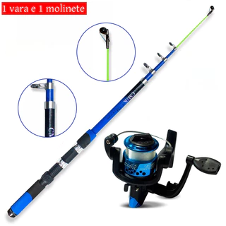 Vara De Pesca Completa De 1.8M + Carretel De Arrasto Máximo De 10Kg, Resistente E Dur