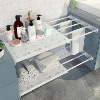 Organizador De Prateleira Inteligente Retrátil Portátil 48 A 80 cm De Aço Inoxidável Branco Largura Extensível 30 em Oferta na Shopee