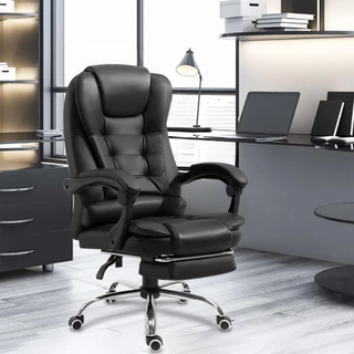 Cadeira de Massagem Presidente para Escritório Ergonômica com Apoio de Pés Retrátil e Encosto Ajustável