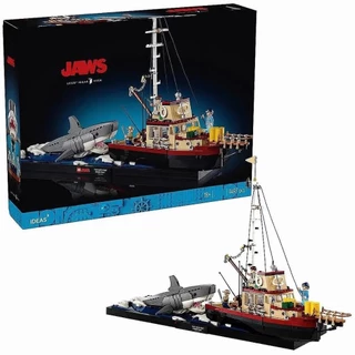 1497 pçs novo produto compatível Lego 21350 grande tubarão branco barco de pesca menino montado bloco de construção brin