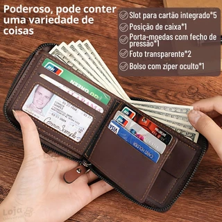Homens Novo Estilo Carteira de Couro com Zíper Carteira Curta Multifuncional Porta-Carteiras Multifuncionais Porta-Cartõ