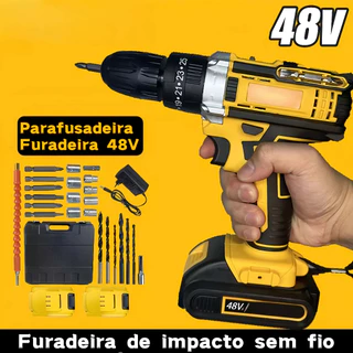 Parafusadeira Furadeira 48V 2 Baterias Com Maleta e Acessórios Completo em Oferta na Shopee