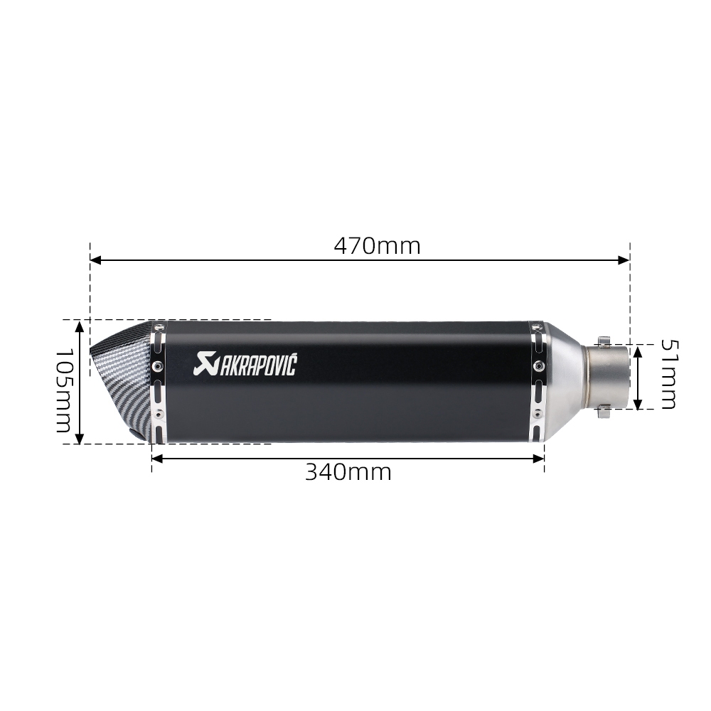 Akrapovic Escape Universal 51mm Motocicleta 470mm Silenciador Com