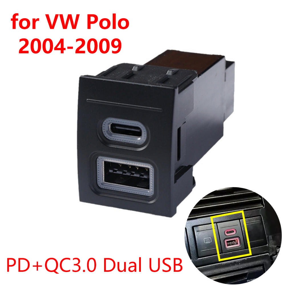Para VW Polo 2004-2009 Carregador Rápido Carro PD Carregamento