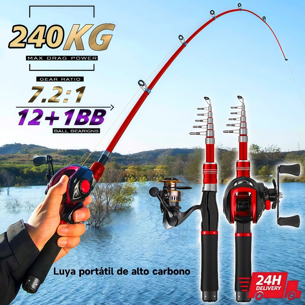 Vara de pesca com carretilha 1.8M Vara De Pesca Carretel Kit Completo ...