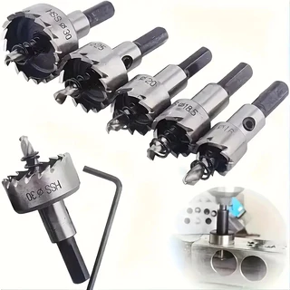Kit 5 Brocas Serra Copo Furar chapa Metal Aço Ferro 16/20/25/30/32mm jogo ferramentas completo metalurgica
