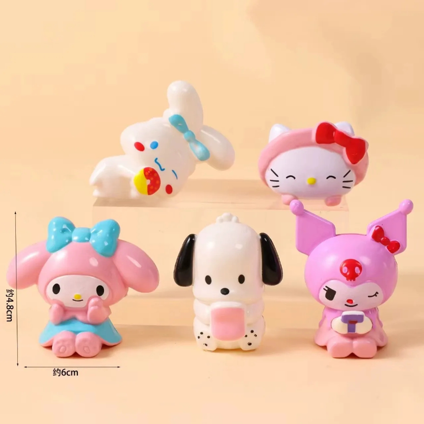 Kuromi Cinnamoroll ソフビマスコットホルダーセット Nova Figura Anime Olá Kitty Cinnamoroll Minha Melodia Kuromi