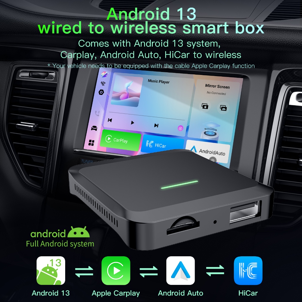 Smart Ai Box Wireless CarPlay Android Adaptador Automático Dongle