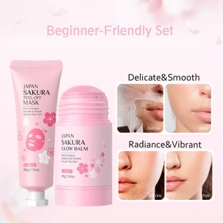LAIKOU JAPAN Sakura Duo : Conjunto De Bálsamo Brilhante + Máscara Removível-Hidrata , Ilumina E Desintoxica em Oferta na Shopee