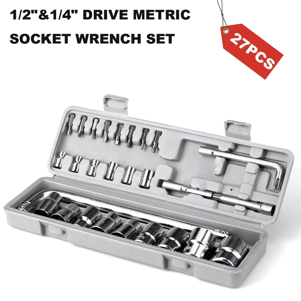 Kit Jogo De Ferramentas Soquetes 27 Peças Cromo Vanádio Completo Titanium