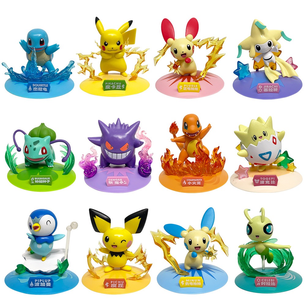 6 Pçs/Set 7-10cm Pokémon Charmander Piplup Gengar Pikachu Togepi ...