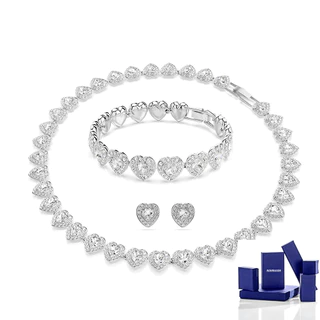 Colar Feminino Premium Joias Coração Cristal Pingente Corrente Presente De Feriado