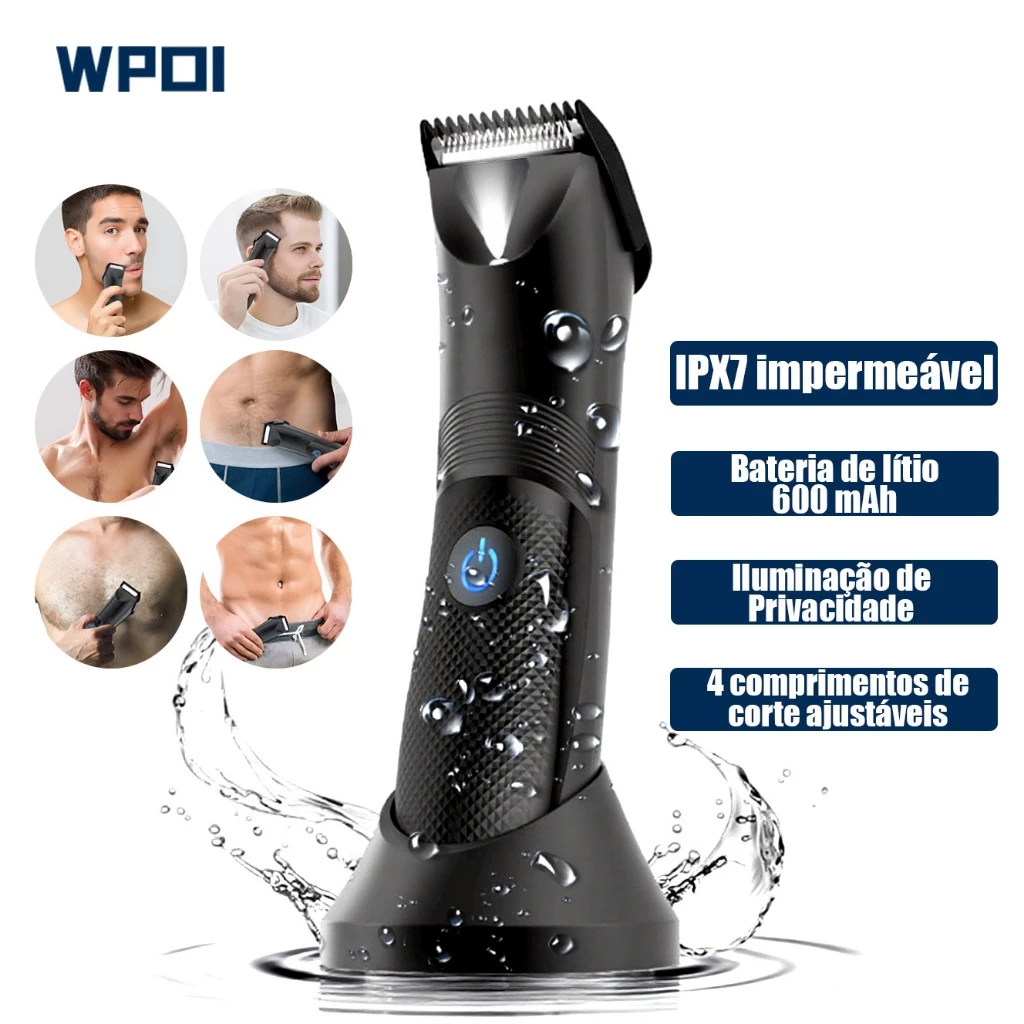 Aparador de Pelos Corporal com Certificação IPX7 e Iluminação LED Integrada Aparador de Pelos Corporal com Certificação IPX7 e Iluminação LED Integrada