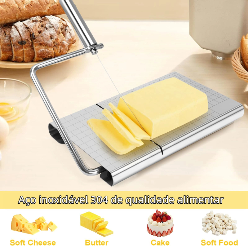Fatiador Cortador de Queijo Frios Manual a Fio de Aço Inox M