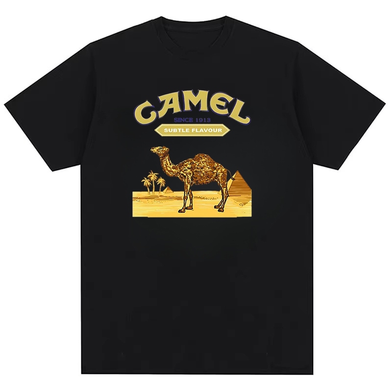 Camel Cigarros Moda O-Pescoço Impresso Camiseta Rua Hip Hop Top ...