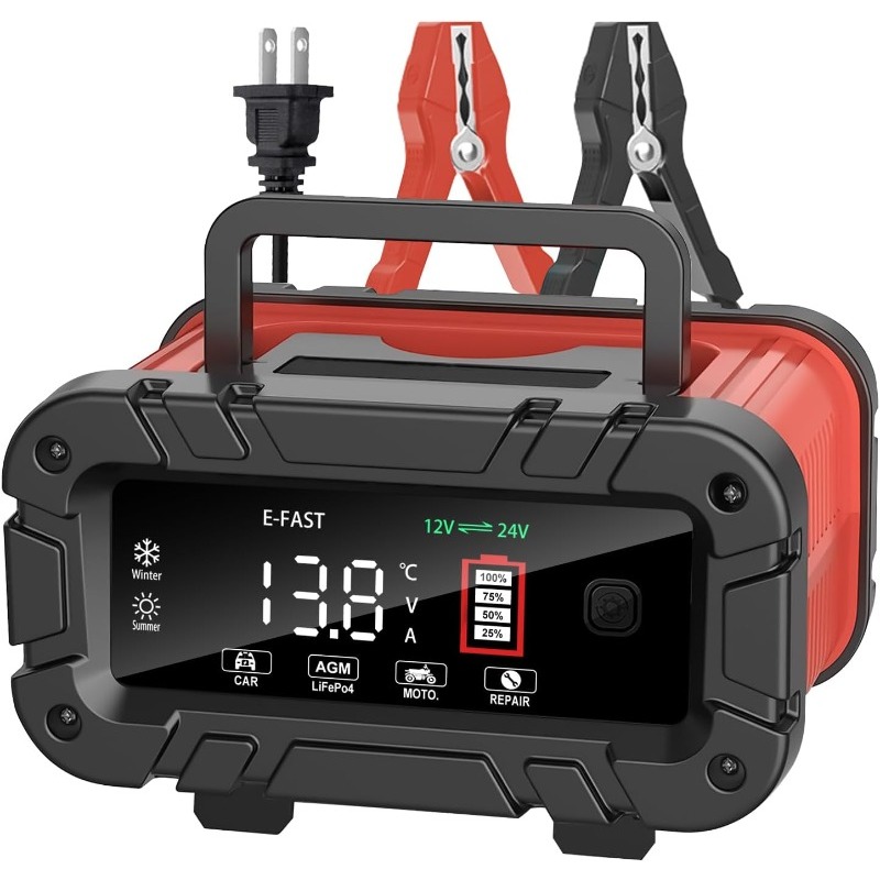 Carregador Portátil De Bateria De Carro 10A 12V/24V Para Uso Automotivo ...