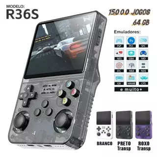 Console Portátil R36S + de 15.000 Jogos Vídeo Game 64g Linux Tela IPS 3.5 Polegadas