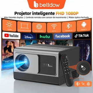 Projetor BETTDOW totalmente selado 4K/8K 800ANSI 17000 lúmens Android WiFi Projetor de filmes