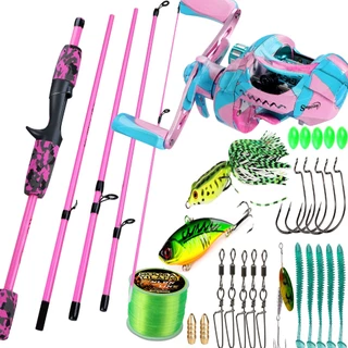 Sougayilang 1.8m 5 Seções Kit Completo Vara De Pesca Carretel Isca De Fibra De Carbono Com De Arremesso 7.2 : 1 Alta Vel