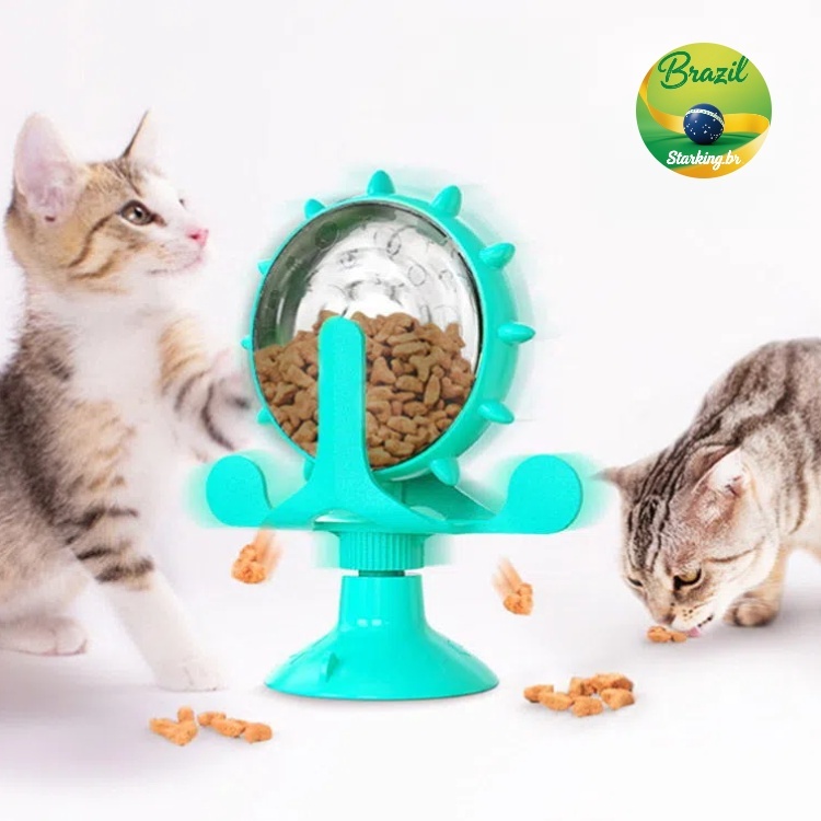 Brinquedo Para Gatos Divertido Moinho De Vento Mesa Giratória Com Ventosa Roda Gigante Porta Petisco