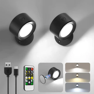 2 peças de luzes de parede sem fio com ímãs, luzes de leitura LED modernas, luzes reguláveis ​​alimentadas por USB