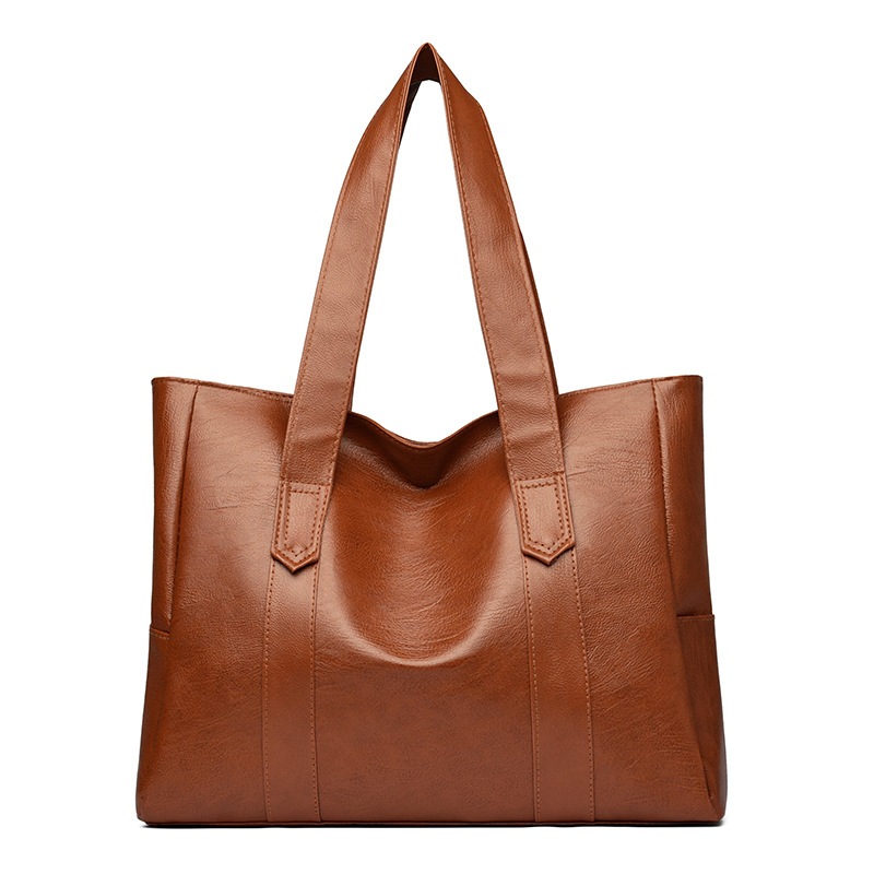 Crazy Bag Bolsa De Ombro Feminina De Couro PU Grande Capacidade