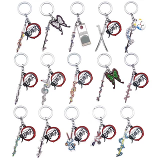 Conjunto/2 Pçs Anime Demon Slayer Chaveiro Esmalte Kimetsu no Yaiba Espada Modelo llaveros Crachá Cosplay Lembrança Jóia