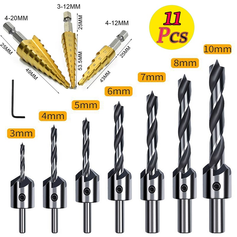 Kit De Brocas Para Furar Madeira Broca Escareadoras Chanfrar Madeira ...