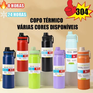 Garrafa Térmica 800ml/1000ml Inox Aço Inoxidável Para Bebida Gelada e Quente alça esportiva