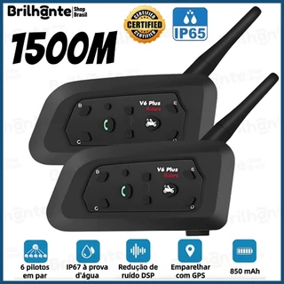 Nova V6 Mais Fone De Ouvido Intercomunicador De Capacete De Motocicleta Bluetooth Com Interfone BT De 1500M em Oferta na Shopee