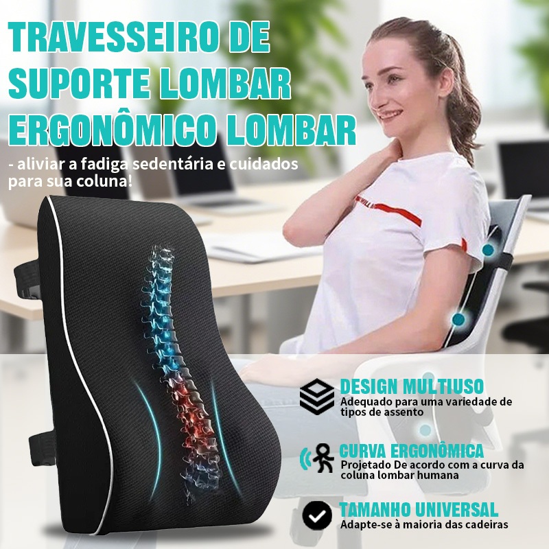 Almofada de apoio lombar ergonômica Almofada de espuma viscoelástica ...