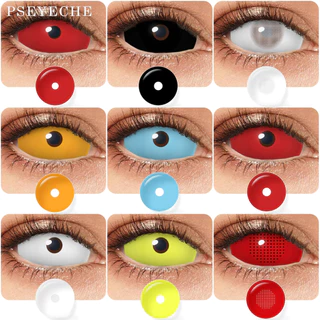 Lente Pseyeche Sclera 22mm Lentes De Contato Pretas Cosplay Role-play Para Maquiagem Halloween