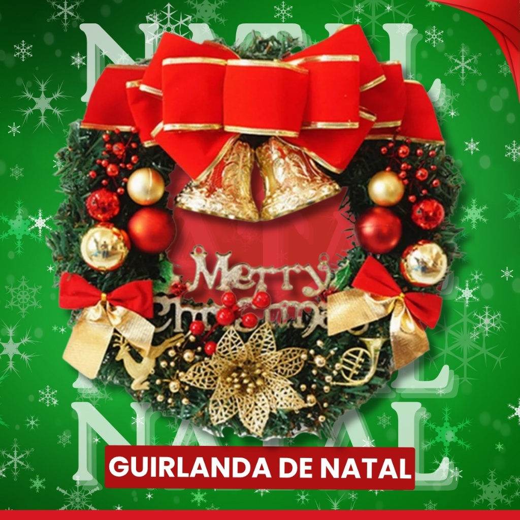 Guirlanda Natalina De Luxo Natal 30/40cm LED Decorações Porta Pendurado ...